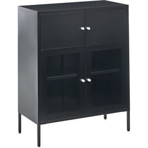 Beliani Glass Display Sideboard Esholt Metal 80 Cm Black Beliani Glass Display Sideboard Esholt Metal 80 Cm Black