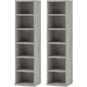 Homcom Set Of 2 Cd Storage Units With Adjustable Shelves Cement Grey Homcom Set Of 2 Cd Storage Units With Adjustable Shelves Cement Grey