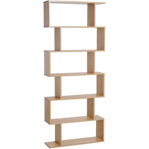 Homcom 6-Tier Wooden Modern S-Shaped Shelf Storage Unit Home Office Oak Colour Homcom 6-Tier Wooden Modern S-Shaped Shelf Storage Unit Home Office Oak Colour