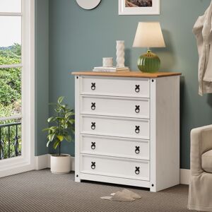 Corona Chest Of Drawers 5 Drawer Small White Wax Solid Pine Mercers Furniture® Corona Chest Of Drawers 5 Drawer Small White Wax Solid Pine Mercers Furniture®
