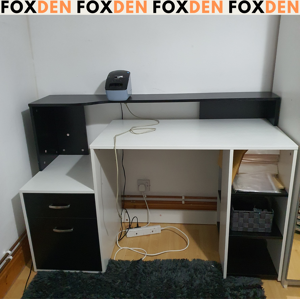 Large Computer Desk Black Computer Desk Multi-Storage Workstation Home Office Table Shelves Drawers Large Computer Desk Black Computer Desk Multi-Storage Workstation Home Office Table Shelves Drawers