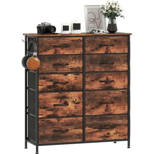 Homcom Fabric Chest Of Drawers, 10 Drawer Dresser For Bedroom, Rustic Brown Homcom Fabric Chest Of Drawers, 10 Drawer Dresser For Bedroom, Rustic Brown
