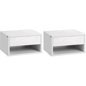 Homcom Wall-Mounted Floating Bedside Table Set of 2 - Black & White - Bedside Table Homcom Wall-Mounted Floating Bedside Table Set of 2 - Black & White - Bedside Table