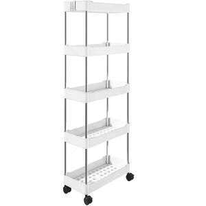 Slim Storage Cart Bathroom Organizer Mobile Shelving Unit Rolling Utility Cart W Slim Storage Cart Bathroom Organizer Mobile Shelving Unit Rolling Utility Cart W