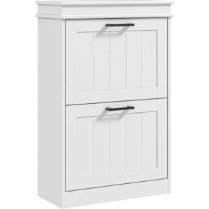 Homcom Slim Shoe Storage Cabinet With 2 Flip Drawers For Entryway, White Homcom Slim Shoe Storage Cabinet With 2 Flip Drawers For Entryway, White