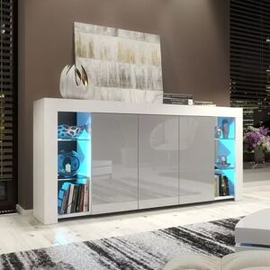 Mex Furniture Cabinet Cupboard 164cm I Sideboard Tv Unit I High Gloss Grey Doors I Free Led Mex Furniture Cabinet Cupboard 164cm I Sideboard Tv Unit I High Gloss Grey Doors I Free Led