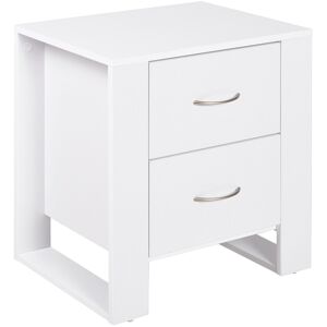 Homcom 2 Drawer Boxy Bedside Table W/ Handles Elevated Base White Homcom 2 Drawer Boxy Bedside Table W/ Handles Elevated Base White