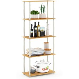 Furinno Turn-N-Tube 5-Tier Multipurpose Shelf Unit, Beech/white Furinno Turn-N-Tube 5-Tier Multipurpose Shelf Unit, Beech/white