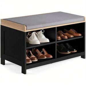 Taylor Hallway Shoe Storage Bench Black With Cushion Seat 4 Shelves Entryway Shoe Rack Taylor Hallway Shoe Storage Bench Black With Cushion Seat 4 Shelves Entryway Shoe Rack