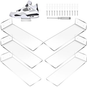 Sodial 3x(6 Pack Acrylic Floating Sneaker Shelves Clear Shoe Display Stand Room3713 Sodial 3x(6 Pack Acrylic Floating Sneaker Shelves Clear Shoe Display Stand Room3713
