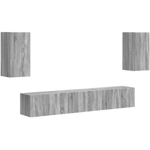 Vidaxl Tv Cabinet Set Wall-Mounted 3 Pcs Grey Sonoma Engineered Wood, Living Roo Vidaxl Tv Cabinet Set Wall-Mounted 3 Pcs Grey Sonoma Engineered Wood, Living Roo