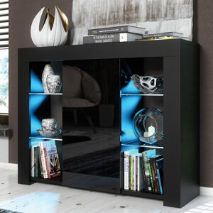 Olivia Furniture 97.5cm Modern Sideboard Black High Gloss Doors Tv Unit With Free Led Olivia Furniture 97.5cm Modern Sideboard Black High Gloss Doors Tv Unit With Free Led