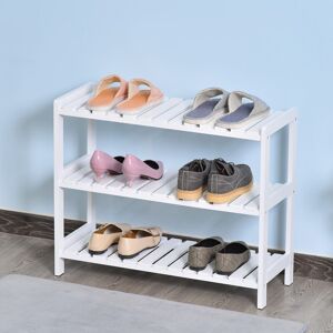 Homcom 3-Tier Shoe Rack Wood Frame Slatted Shelves Open Hygienic Storage 57x70cm Homcom 3-Tier Shoe Rack Wood Frame Slatted Shelves Open Hygienic Storage 57x70cm
