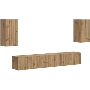 Vidaxl Tv Cabinet Set Wall-Mounted 3 Pcs Artisan Oak Engineered Wood, Living Roo Vidaxl Tv Cabinet Set Wall-Mounted 3 Pcs Artisan Oak Engineered Wood, Living Roo