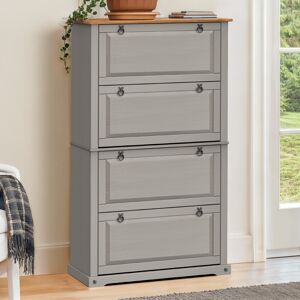 Corona Shoe Chest 4 Shelf Cupboard Grey Wax Solid Pine Mercers Furniture® Corona Shoe Chest 4 Shelf Cupboard Grey Wax Solid Pine Mercers Furniture®