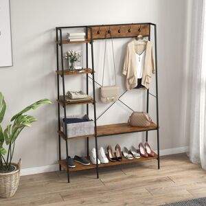 Homcom Industrial Coat Rack Stand Hall Tree With 2-Tier Shoe Rack 5-Tier Side Shelves Homcom Industrial Coat Rack Stand Hall Tree With 2-Tier Shoe Rack 5-Tier Side Shelves