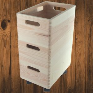 Woodeedoo 3 Tier Wooden Storage Box Stackable Pine Crates With Wheels 30 X 20 X 44.5 Cm Woodeedoo 3 Tier Wooden Storage Box Stackable Pine Crates With Wheels 30 X 20 X 44.5 Cm