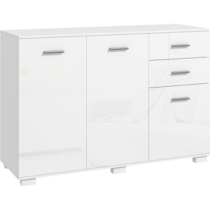 Homcom Modern Sideboard Kitchen Storage Cabinet With 2 Drawers And Shelves White Homcom Modern Sideboard Kitchen Storage Cabinet With 2 Drawers And Shelves White