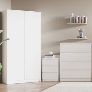Seconique Malvern Trio White Bedroom Set - Wardrobe, Chest, Bedside Seconique Malvern Trio White Bedroom Set - Wardrobe, Chest, Bedside