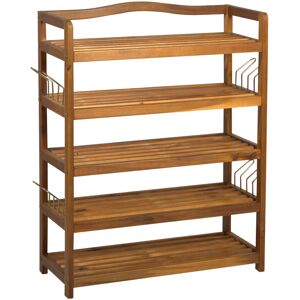 Homcom 5-Tier Shoe Rack Acacia Wood Shoe Storage Shelf Teak Homcom 5-Tier Shoe Rack Acacia Wood Shoe Storage Shelf Teak