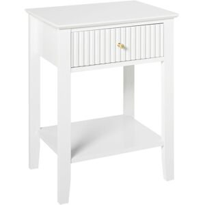 Beliani Assisi White Nightstand - Bedside Table with Drawer & Shelf Beliani Assisi White Nightstand - Bedside Table with Drawer & Shelf