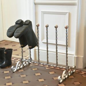 Black Country Metal Works Silver Iron Traditional Freestanding 3 Pair Wellington Boot Rack Black Country Metal Works Silver Iron Traditional Freestanding 3 Pair Wellington Boot Rack