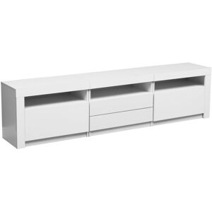 Mmt Furniture Designs Ltd 200cm Tv Stand Cabinet With Lights White Drawers Storage For 75" 80" 90" Tv'S Mmt Furniture Designs Ltd 200cm Tv Stand Cabinet With Lights White Drawers Storage For 75" 80" 90" Tv'S