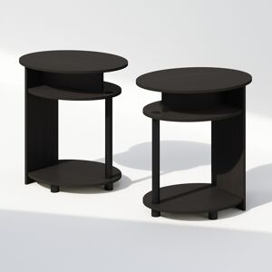 Furinno Tidur Set Of 2, 3-Tier Nightstand With Tabletop, Walnut Furinno Tidur Set Of 2, 3-Tier Nightstand With Tabletop, Walnut