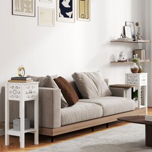 Homcom Bedside Table Set, End Table Set With Drawer And Storage Shelf, White Homcom Bedside Table Set, End Table Set With Drawer And Storage Shelf, White