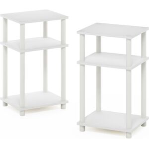 Furinno Just Set Of 2, 3-Tier Turn-N-Tube Nightstand, White Furinno Just Set Of 2, 3-Tier Turn-N-Tube Nightstand, White