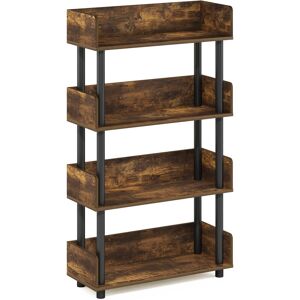 Furinno Turn-N-Tube 4-Tier Freestanding Display Rack, Amber Pine/black Furinno Turn-N-Tube 4-Tier Freestanding Display Rack, Amber Pine/black