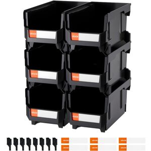 Vevor Plastic Stackable Storage Bins 6 Pcs Garage Organizer Bins Black Vevor Plastic Stackable Storage Bins 6 Pcs Garage Organizer Bins Black