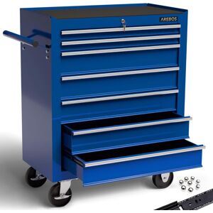Arebos Roller Tool Cabinet Storage 7 Drawers Toolbox Tool Chest, Trolley Blue Arebos Roller Tool Cabinet Storage 7 Drawers Toolbox Tool Chest, Trolley Blue