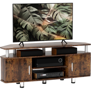Homcom Tv Unit Cabinet With Storage Shelves Entertainment Centre Rustic Brown Homcom Tv Unit Cabinet With Storage Shelves Entertainment Centre Rustic Brown