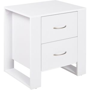 Homcom Modern 2-Drawer Bedside Table White Finish Sturdy Particle Board Design Homcom Modern 2-Drawer Bedside Table White Finish Sturdy Particle Board Design