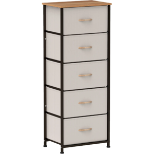 Homcom 5 Drawer Fabric Chest Of Drawers W/ Wooden Top For Hallway Cream Homcom 5 Drawer Fabric Chest Of Drawers W/ Wooden Top For Hallway Cream