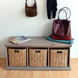 Statement Furniture Tetbury Acacia Wood Storage Bench With 3 Storage Baskets Assembled Statement Furniture Tetbury Acacia Wood Storage Bench With 3 Storage Baskets Assembled