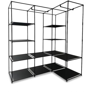 Relaxdays Corner Wardrobe Corner Cabinet Corner Shelf Fabric Wardrobe Open Closet, Black Relaxdays Corner Wardrobe Corner Cabinet Corner Shelf Fabric Wardrobe Open Closet, Black