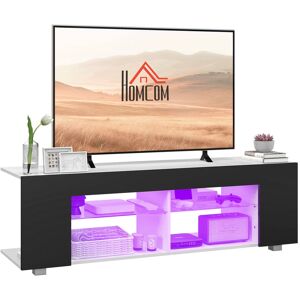 Homcom Tv Stand 145cm Tv Unit With Glass Shelves Rgb Led Light For 60"Tv Black Homcom Tv Stand 145cm Tv Unit With Glass Shelves Rgb Led Light For 60"Tv Black