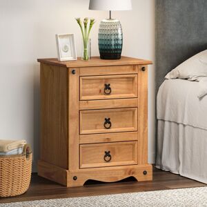 Corona Bedside Cabinet 3 Drawer Large Chest Table Pine By Mercers Furniture® Corona Bedside Cabinet 3 Drawer Large Chest Table Pine By Mercers Furniture®