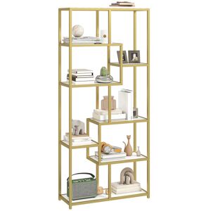 Homcom Modern Bookcase 7-Tier Bookshelf Shelving Unit White Gold Tone Homcom Modern Bookcase 7-Tier Bookshelf Shelving Unit White Gold Tone