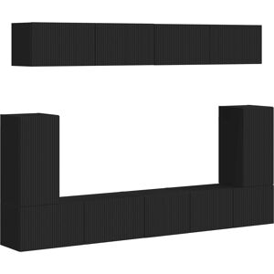 Vidaxl Tv Cabinet Set Wall-Mounted 5 Pcs Black Engineered Wood, Living Room, Mod Vidaxl Tv Cabinet Set Wall-Mounted 5 Pcs Black Engineered Wood, Living Room, Mod