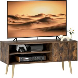 Homcom Tv Unit Cabinet For Tvs Up To 55inches With Cupboard Shelves - Brown Homcom Tv Unit Cabinet For Tvs Up To 55inches With Cupboard Shelves - Brown