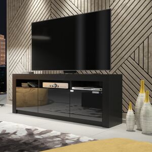 Mex Furniture Tv Unit I 160cm I Sideboard I Cabinet I Cupboard I Black I High Gloss Doors Mex Furniture Tv Unit I 160cm I Sideboard I Cabinet I Cupboard I Black I High Gloss Doors