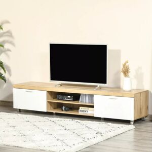 Homcom Modern Unit For Tv With Cabinet Shelf For Living Room - Light Brown Homcom Modern Unit For Tv With Cabinet Shelf For Living Room - Light Brown