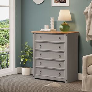 Corona Chest Of Drawers 5 Drawer Small Grey Wax Solid Pine By Mercers Furniture® Corona Chest Of Drawers 5 Drawer Small Grey Wax Solid Pine By Mercers Furniture®