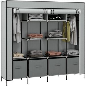 Homcom Fabric Wardrobe W/ 12 Shelves 2 Hanging Rails Foldable Closets Homcom Fabric Wardrobe W/ 12 Shelves 2 Hanging Rails Foldable Closets