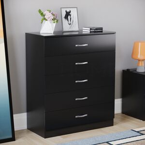 Home Discount Riano 5 Drawer Chest Black Storage Metal Handles Runners Bedroom Furniture Home Discount Riano 5 Drawer Chest Black Storage Metal Handles Runners Bedroom Furniture
