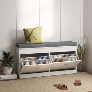 Homcom Shoe Storage Bench With Seat Cushion Cabinet Organizer With 2 Drawers White Homcom Shoe Storage Bench With Seat Cushion Cabinet Organizer With 2 Drawers White