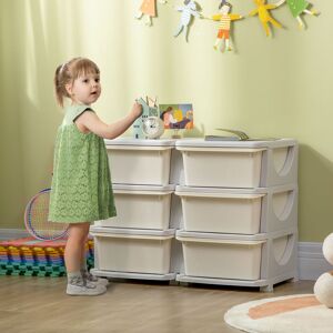 Homcom Kids Storage Unit - 6 Drawers - Cream Homcom Kids Storage Unit - 6 Drawers - Cream